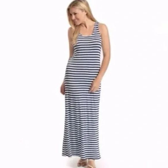 Sail to Sable Striped Navy and Cream Dress - Picture 1 of 5